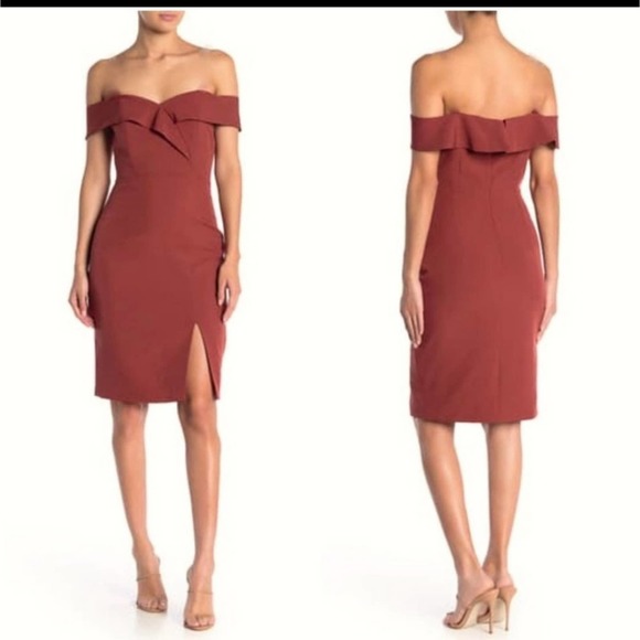 ONE ONE SIX NORDSTROM OFF THE SHOULDER SWEETHEART NECK COCKTAIL DRESS SI… - Picture 2 of 12